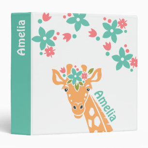 Classeur Cute Giraffe avec Flower Crown Personalised