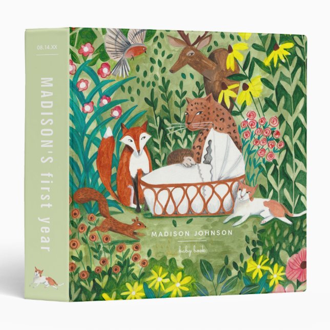 Classeur Cute Green Jungle Animaux Baby book (Devant/Côté)
