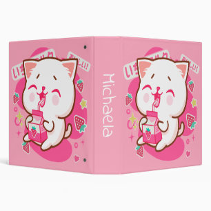 Classeur Cute Kawaii Chat Lait de fraise japonais