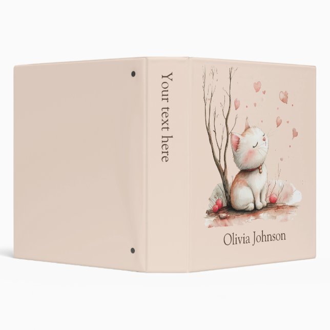 Classeur Cute Kitten personnalisé avec les coeurs (Arrière-plan)