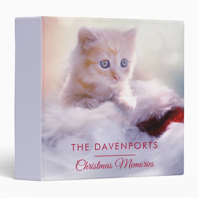 Classeur Cute Kitten reposant sur un chapeau de Père Noël (Devant/Côté)