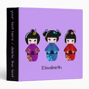 Classeur Cute kokeshi poupées nom de dessin animé