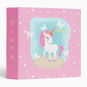 Classeur Cute licorne aux papillons.
