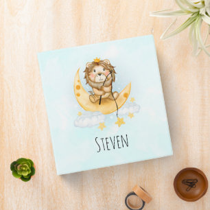 Classeur Cute Lion Pêche sur l'aquarelle de la lune