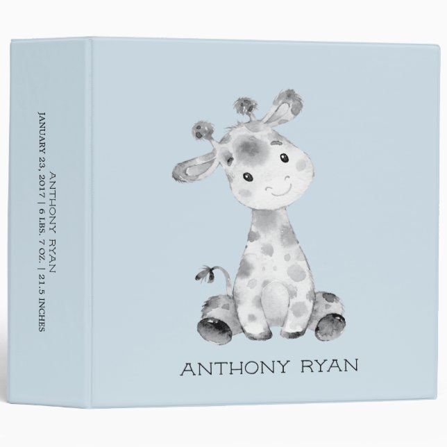 Classeur Cute Little Giraffe Boys Baby Photo Album (Devant/Côté)