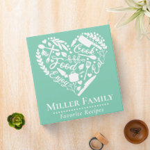 Cute Mint Green Nom de famille Heart Recipe Cookbo