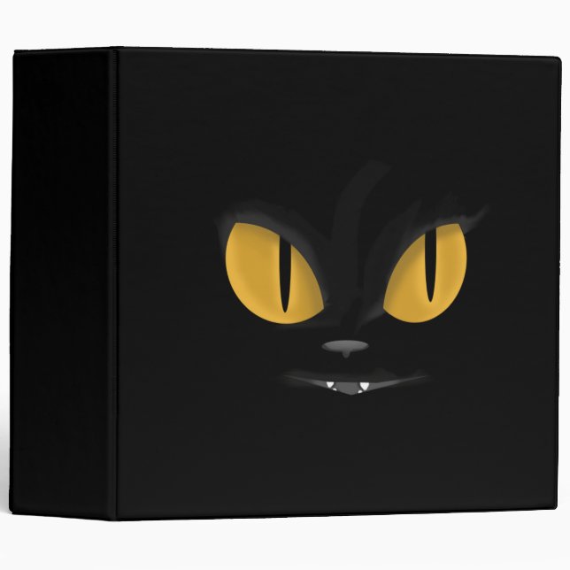 Classeur Cute Mischievous Chat Noir avec les doigts (Devant/Côté)