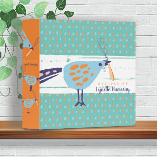 Classeur Cute oiseau cuisine whisk recette personnalisée cl