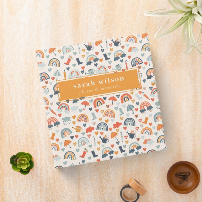 Classeur Cute Orange Blue Spring Rainbow Clouds Motif (In Situ)