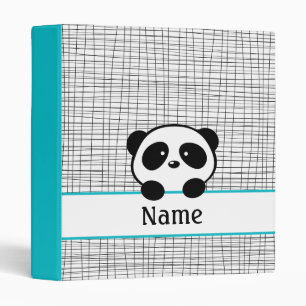 Classeur Cute Panda Bear Aqua Blue et Black School