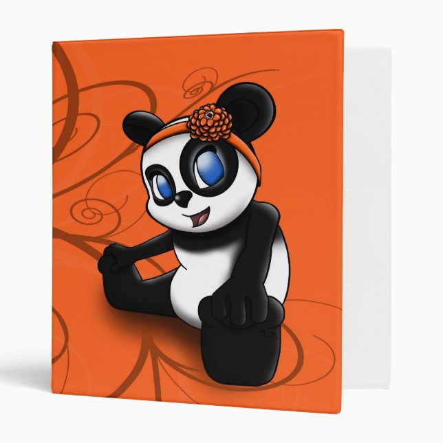 Classeur Cute Panda Orange Floral (Devant/intérieur)