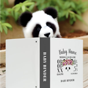 Classeur Cute Panda Ours Naissance Statistiques Bébé Fille