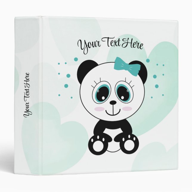 Classeur Cute Panda (Vert Menthe) (Devant/Côté)