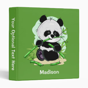 Classeur Cute Pandas nom personnalisé, texte et couleur cla