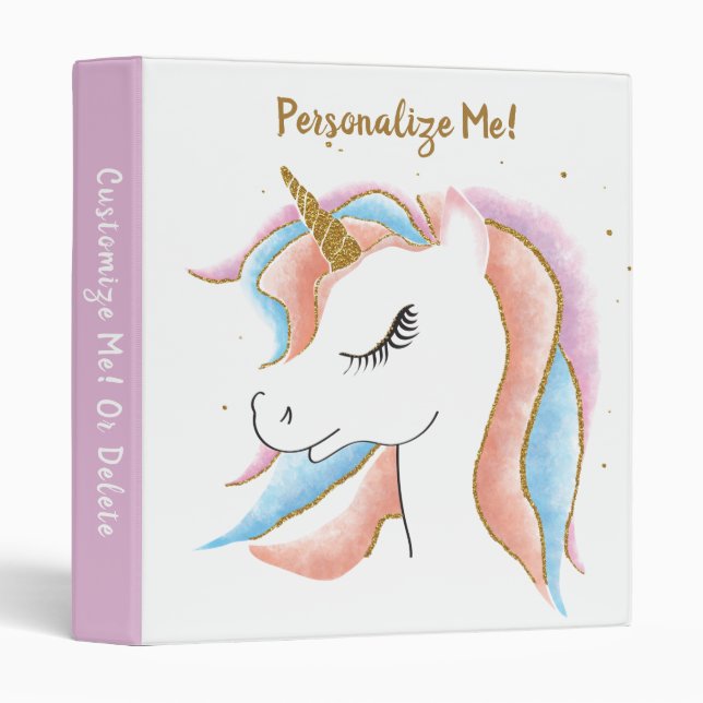 Classeur Cute Pastel Baby Unicorn Keepsaké Album (Devant/Côté)