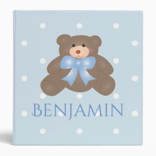 Classeur Cute Pastel Blue Ribbon Doux Teddy Bear Baby Boy