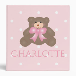Classeur Cute Pastel Pink Ribbon Sweet Teddy Ours Bébé Fill