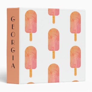 Classeur Cute Peachy Orange Popsicle Nom Personnalisé Class