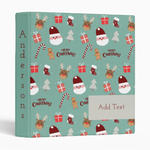 Classeur Cute Père Noël Reindeer Sucre de canne Motif en pa