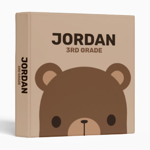 Classeur Cute Petit Ours Brown avec Nom Personnalisé 3 Ri