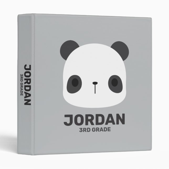 Classeur Cute petit ours Panda avec nom personnalisé (Devant/Côté)