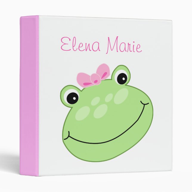 Classeur Cute Pink Frog Baby's First Year Toddler Pré-K (Devant/Côté)