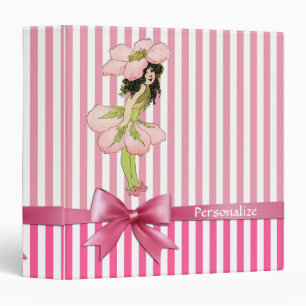 Classeur Cute Pixie Fairy Rose White Stripes Girl Name