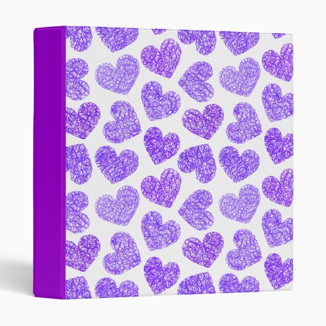 Classeur Cute Purple Doodled Heart Valentine's Day Motif (Devant/Côté)