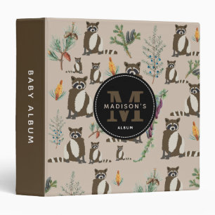 Classeur Cute Raccoon dans Pine Forest Motif Baby Album