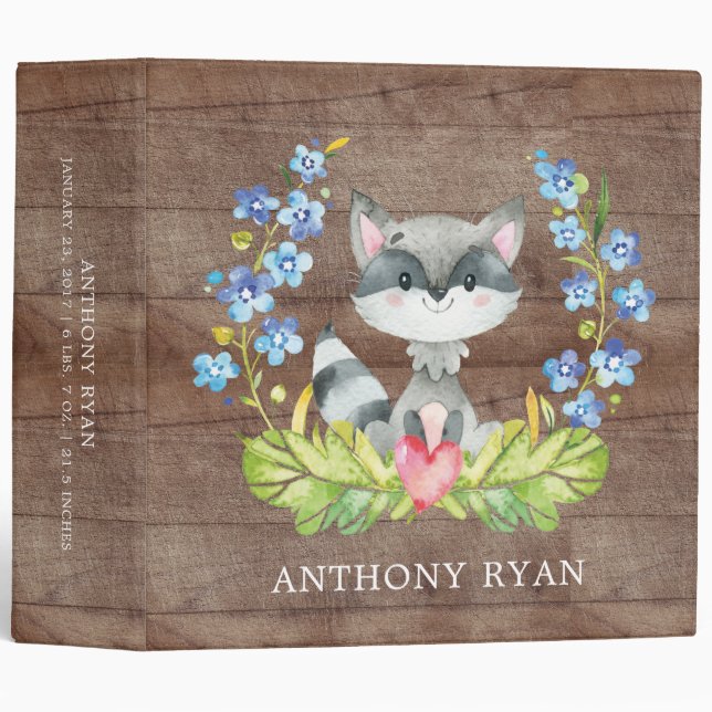 Classeur Cute Raccoon Garçons Baby Photo Album (Devant/Côté)