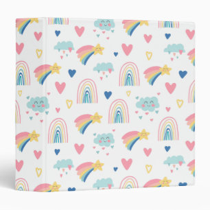Classeur Cute Rainbow Hearts & Clouds Motif