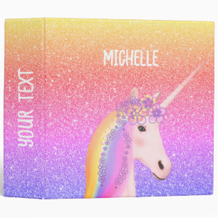 Classeur Cute Rainbow Parties scintillant Unicorn Personnal