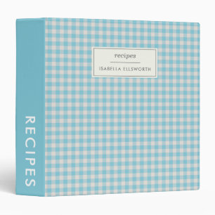 Classeur Cute Retro Bleu En vichy Plaid Recette personnalis
