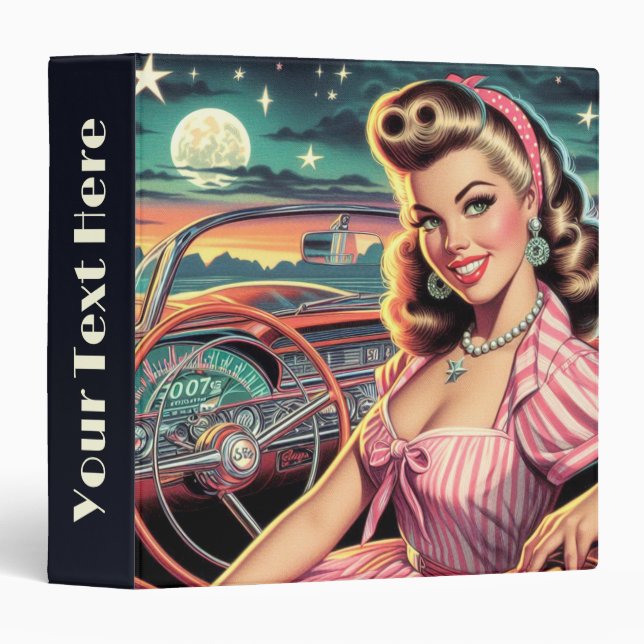 Classeur Cute Retro Girl (Devant/Côté)