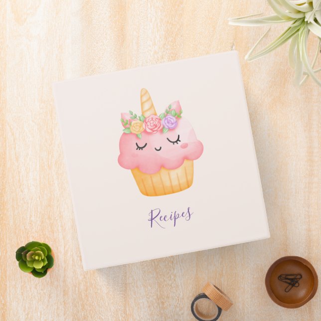Classeur Cute rose Cupcake Unicorn avec Rose (In Situ)