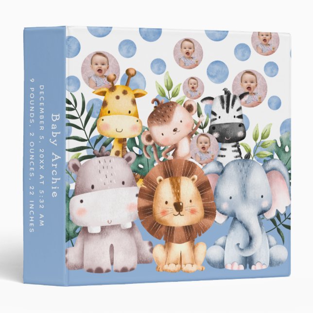 Classeur Cute Safari Animaux Jungle Baby Album photo (Devant/Côté)
