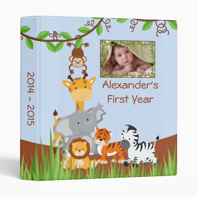 Classeur Cute Safari Jungle Baby Animal Boy Album photo (Devant/Côté)