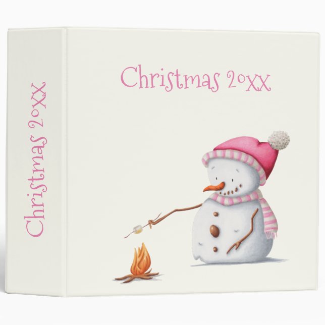 Classeur Cute Snowman torréfaction des marshmallows dans l' (Devant/Côté)