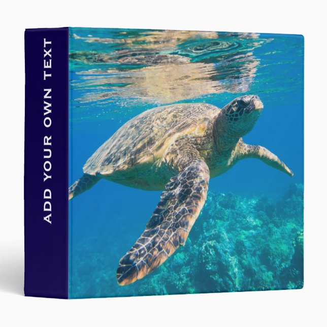Classeur Cute Swimming Sea Turtle Photo personnalisée (Devant/Côté)