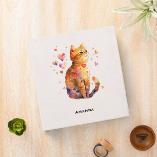 Classeur Cute Tabby Chat avec Coeurs