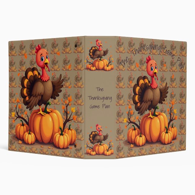 Classeur Cute Thanksgiving Turkey Autumn Pumpkins Scene (Arrière-plan)