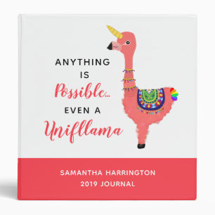 Classeur Cute Unicorn Flamant rose Llama Inspirant Unifllam