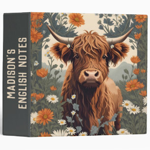 Classeur Cute Vintage vache Highland personnalisée