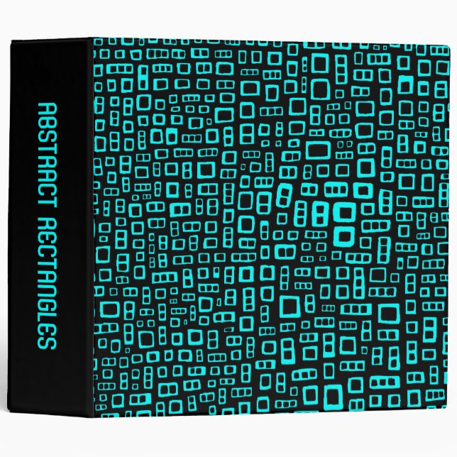 Classeur Cyan Rectangles Abstraites (2 po) (Devant/Côté)
