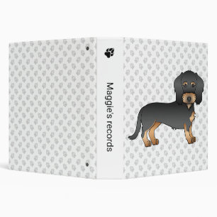 Classeur Dachshund à poil dur noir et feu, chien de dessin