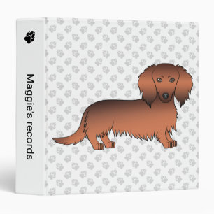 Classeur Dachshund de dessin animé à poil long rouge sablé