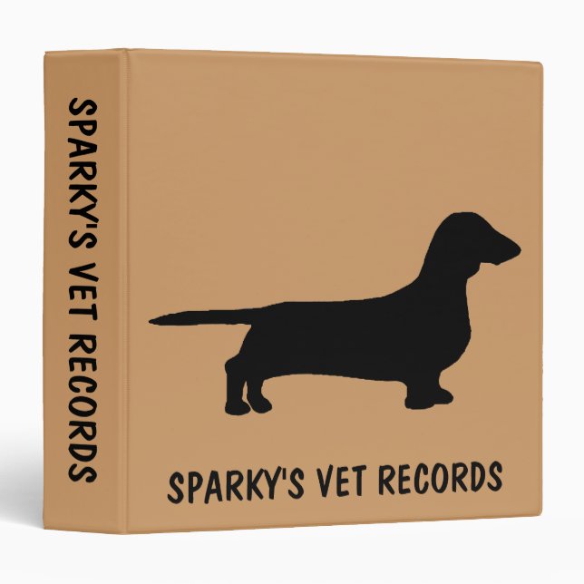 Classeur Dachshund Dog Vet Records personnalisé (Devant/Côté)