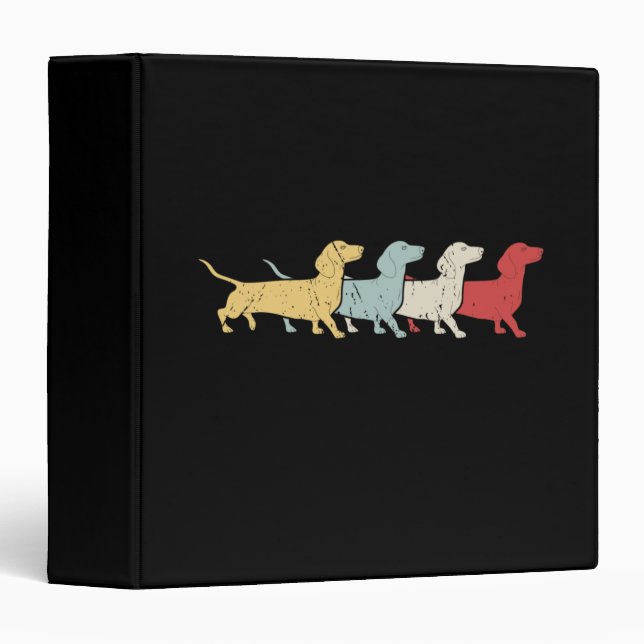 Classeur Dachshund Retro Vintage (Devant/Côté)