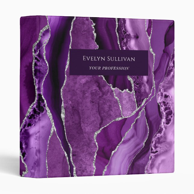 Classeur d'âge mauve et argent (Devant/Côté)
