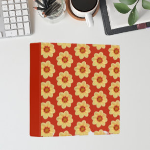 Classeur Dahlia jaune motif floral sur rouge